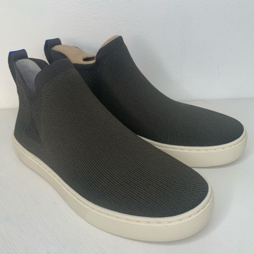 Rothy's Green Slip-On Knit Ankle Sneakers with Cream Sole